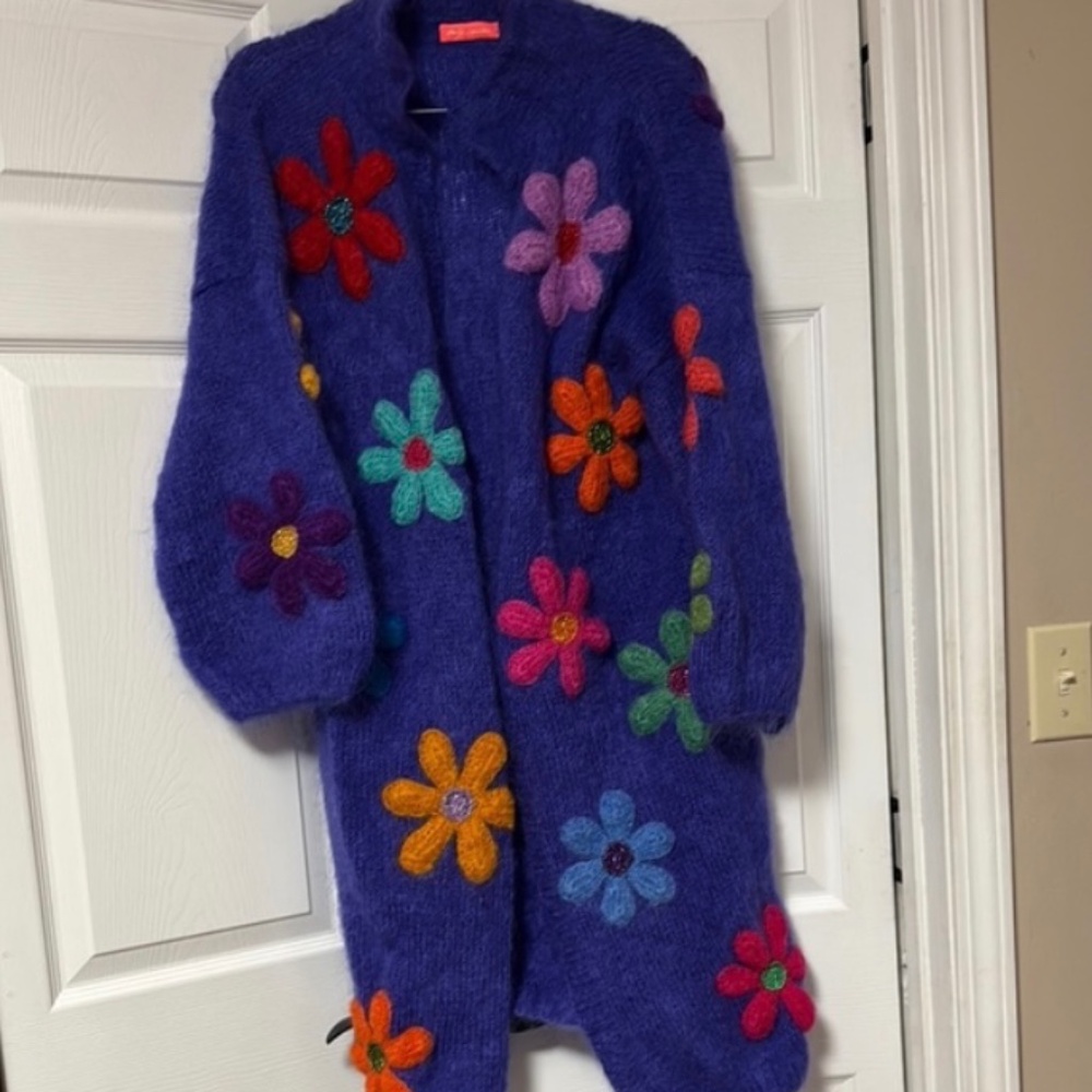 Rose Carmine Flower Cardigan